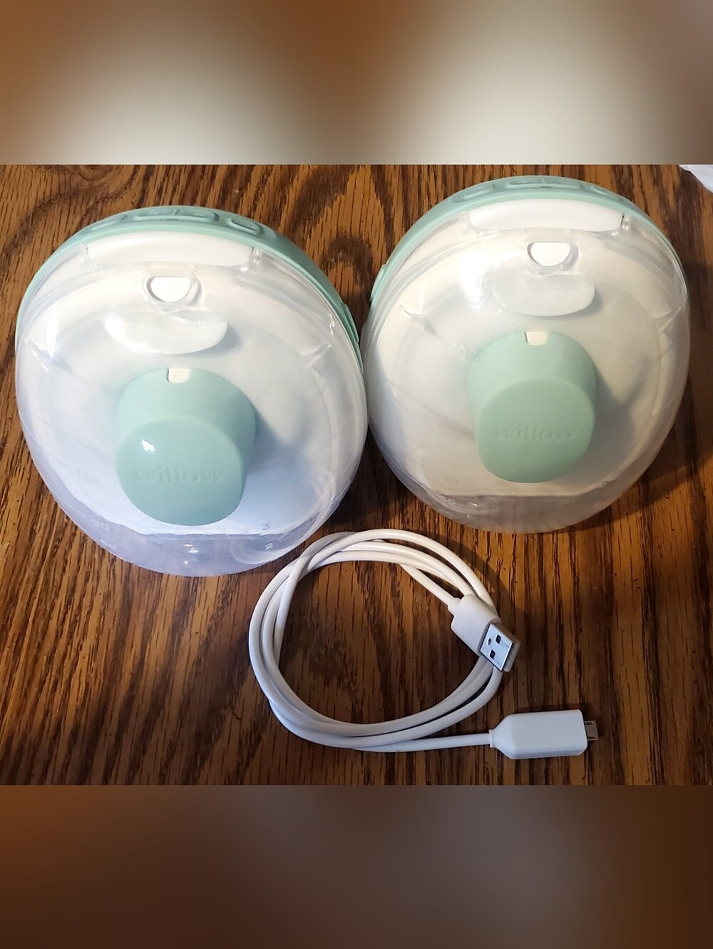 Willow Mint Twin Portable Wearable Breast Pumps with USB Cable